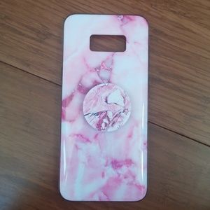 Pink Marble Phone Case w/ matching Popsocket